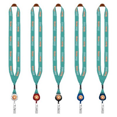 3/4" Dye-Sublimated Lanyard with Metal Crimp & Retractable Badge Reel